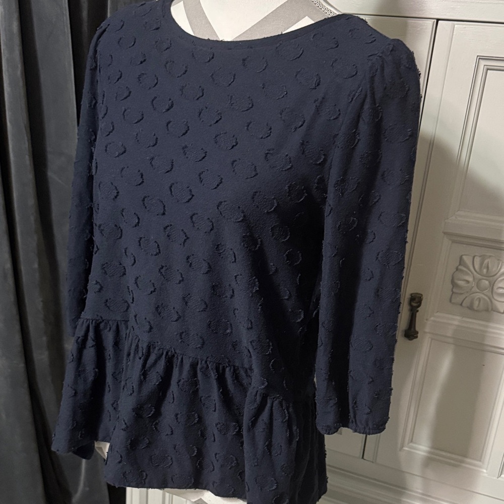 Loft Navy Blue Women's Peplum Top Size Small - Picture 3 of 8